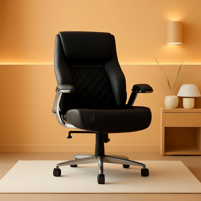 Ergonomic Office Chair Premium Microfiber Leather Adjustable Lumbar Support & Armrests, High Back Comfy Desk Gaming Chairs Executive Computer Swivel Chair Tilt Function(Posture,Black)