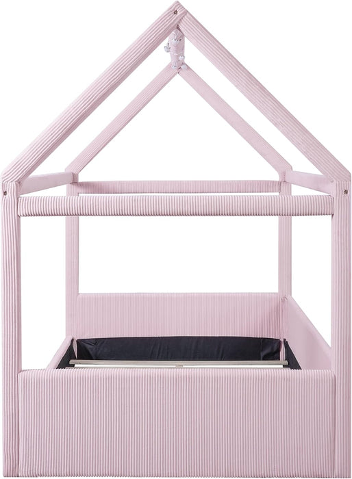 Full Sized House Shaped Corduroy Daybed PowderPink
