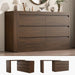 6 Drawer Double Dresser for Bedroom, L Shaped Modern Simply Chest of Drawers, Wood Storage Corner Dresser with Anti-Tipping for Living Room Entryway Home Office, Walnut