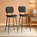Bar Stools Set of 2, 24.6 Inch Counter Height Barstools, High Backrest Faux Leather Upholstered Counter Stools with Armless Footrest Modern Bar Chairs Tall Pub Stools for Kitchen Dining,Black