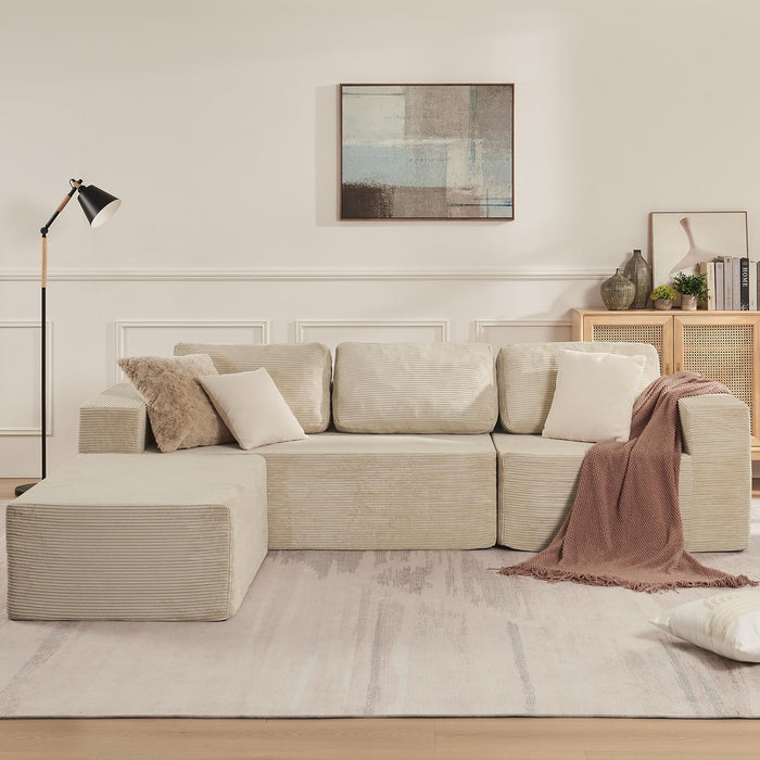 106 Inch Cloud Sectional Sofa Beige ContemporarySofa