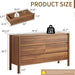 Walnut 6 Drawers Dresser for Bedroom, 47.2" Wide Mid Century Modern Chest of Drawers with 4 Solid Wood Cylindrical Legs and Large Storage Space, Large Dresser for Bedroom