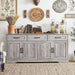 66" Large Sideboard Buffet Cabinet with Storage, Farmhouse Buffet Sideboard | Grey Coffee Bar, Wine Bar, Rustic Kitchen Storage Cabinet with Drawers, Weathered Ash, Ample Storage Space, Adjustable Shelf