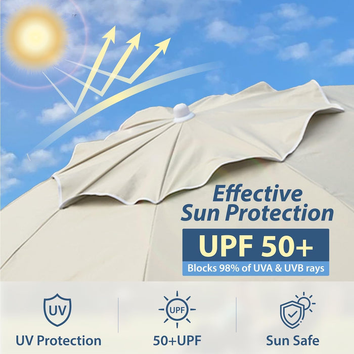Shade Umbrella, Premium Portable Umbrella with Stand, 6.5Ft Lightweight Free Standing Canopy for Sporting Games, Adjustable Instant Sun Protection and Easy to Carry, Beige