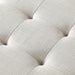 Large Rectangular Upholstered Tufted Linen Ottoman Bench, Padded Bench with Solid Wood Shelf-Ivory