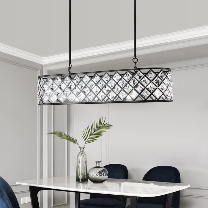 Antique Black FiftyFiveInch Beaded Crystal Chandelier