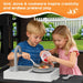 Kids Outdoor Wooden Playhouse with Kitchen Set, Durable Wood Construction with Waterproof Roof & Rust-Resistant Hinges, Pretend Playhouse for 3–8 Years Old Boys & Girls