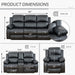 Manual Recliner Sofa Set, Bonded Leather Sofa Set Living Room Furniture, Reclining Sofa Set Leather Recliner Couch with Cup Holder/Storage Console for Living Room (3 Pieces Couch Set,Black)