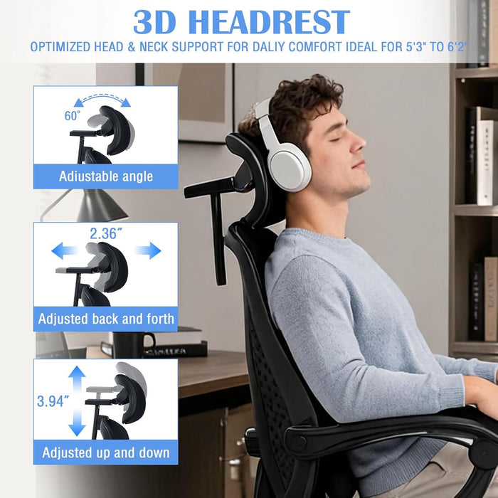 Ergonomic Office Chair with Footrest, 90-160° Recline Computer Desk Chair