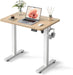 Standing Desk, 32" Small Sit Stand Home Office Desk, Electric Stand up Desk, Adjustable Desk with Splice Board, White Frame/Maple Top
