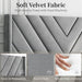 Queen Bed Frame with Chevron Channel-Tufted Headboard, Light Grey