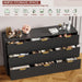 9 Drawers Dresser for Bedroom - 59" Wide Modern Fluted Chest of Drawers with Golden Metal Handles, Large TV Stand Multi-Function Home Organizer for Living Room, Entryway, Hallway, Black