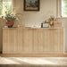 67" Fluted Oak Buffet Cabinet with Storage | Mid-Century Modern Wood Sideboard, Large Credenza with 6 Doors for Kitchen or Living Room, 67"W X 31.5"H X 15.7"D