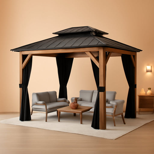 8x10 WeatherResistant Wood Grain Gazebo Aluminum Frame