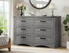 47" Farmhouse 6-Drawer Dresser for Bedroom, Grey