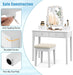 Vanity Desk with Mirror and Lights, Makeup Vanity Table with Swivel Mirror, 3-Color Dimmable LED Lights, 4 Drawers, Girls Bedroom Makeup Dressing Table with Stool (White)