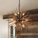 12 Lights Farmhouse Wood Sputnik Chandelier Fixture