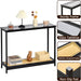 Bamboo Narrow Console Table, 39.4"(L) Wood Small Entryway Table with Rattan and Glass, Accent Slim Hallway Tables, Thin Sofa Side Tables for Hallway, Living Room, Bedroom, Foyer, Black