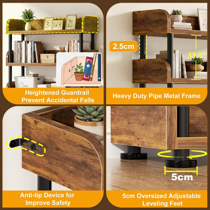 Six Tier Rustic Brown Bookshelf Storage OrganizerPro
