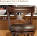26 Inch Swivel Bar Stools Set of 2, Counter Height Stools | Rustic Wooden Barstools with Back & Solid Wood Legs, Faux Leather Bar Chairs for Kitchen Island, Dark Cherry