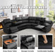 Manual Recliner Sectional Sofa Set, Bonded Leather L-Shaped Living Room Furniture Sets, Reclining Corner Couch with Drop-Down Table/Storage Console/Cup Holders for Home Office (Black, Sectional)