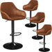 Yaheetech Bar Stools Set of 4, Adjustable Swivel PU Leather, Retro Brown | Counter Height Barstools with Padded Backrest & Armrests, 300 Lb Weight Capacity, Easy Assembly, Home Kitchen, Dining Room