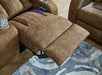 Wolfridge Contemporary Faux Leather Power Reclining Sofa with Drop down Table, LED Lights, Electrical Outlet, Wireless Charging, USB Ports and Cup Holders, Light Brown