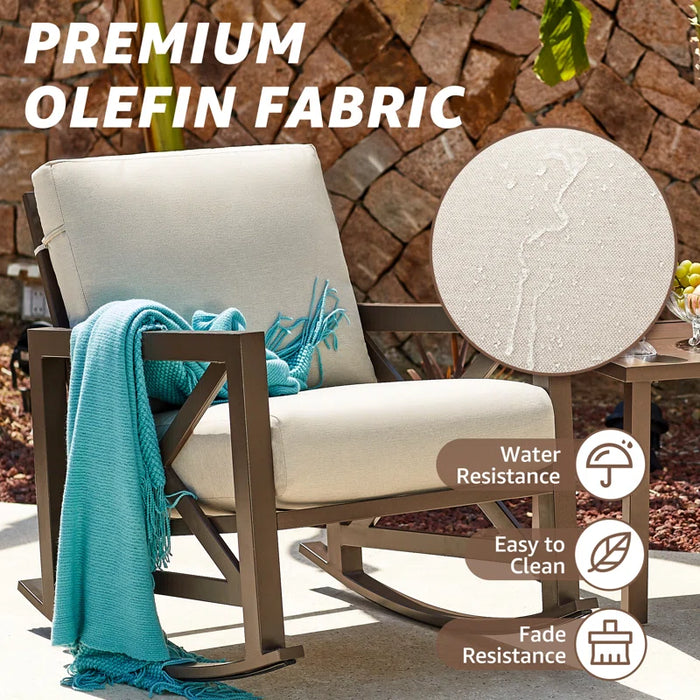 Isfried 3 Piece Metal Frame Outdoor Conversation with Thick Cushions