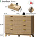 Fluted Dresser with 8 Drawers, 54" Wide Modern Chest of Drawers with Metal Handle, Wooden Dresser TV Stand, Wood Closet Clothes Storage Organizer for Bedroom, Living Room, Hallway, Natural Oak