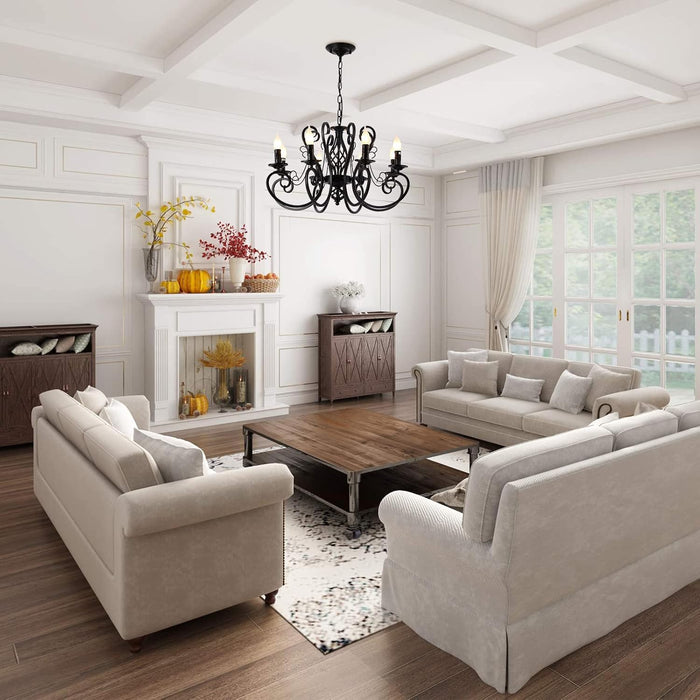 Matte Black 26Inch 8 Light FrenchCountry Chandelier