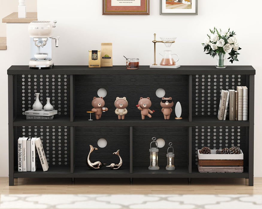 Black 63 Inch Multifunctional Industrial Bookshelf Storage
