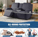 Reclining Loveseat with Middle Console Slipcover, 4 Piece Polyester Fabric Stretch Loveseat Reclining Sofa Covers (Dark Gray, 2 Seat Recliner Cover with Console)