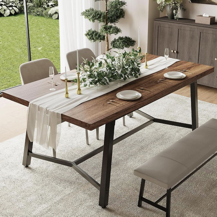 71" Wood Dining Table for 2/4/6/8, Large Rectangular Kitchen Table