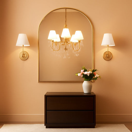 24"X36" Arched Gold Bathroom Mirror Wall Mounted Vanity Metal Frame Mirror for Bedroom, Entryway, Living Room