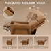 Push Back Recliner Chair, Upholstered Leather Recliner with Footrest 118-150 Degree Adjustable, Comfy Modern Wingback Recliner for Living Room, Bedroom,Small Spaces,Camel