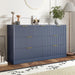 7 Drawer Fluted Dresser with Deep Drawers for Bedroom, Blue丨55 Wide Mid Century Dresser, Modern Chest of Drawers, Wood TV Stand Storage Organizer for Closet, Living Room, Hallway