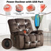 2-Piece Recliner Sofa Couch Set, Include Single Power Electric Recliner Chair with Massage& Heat and 3-Seater Manual Reclining Sofa for Living Room Bedroom, Brown