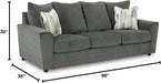 Stairatt Casual Sofa with Flared Arms, Gray