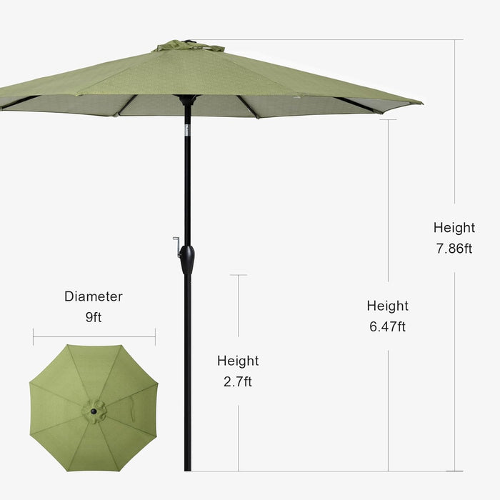 Striped Patio Umbrellas Outdoor Table Market Umbrellas with Crank & Pust Button Tilt|Auto-Tilt, 8 Steel Ribs, High Color-Fastness Canopy