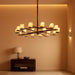 Alabaster round Chandelier, Natural Spanish Stone Texture Chandeliers, D31In round Chandeliers for Dining Room Chandelier Light Fixture for Kitchen Living Room Foyer Entryway Hallway (Black)
