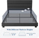 Full Size Platform Bed Frame with Fabric Upholstered Headboard Gray
