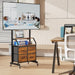 Rolling TV Stand with Mount & 4 Fabric Drawers - TV Stand with Wheels for 32-75" TV, Entertainment Center & Console Table for Living Room or Bedroom, Modern Television Stand with Storage, Rustic Brown