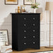 Tall Five Drawer Dresser Black Wood Storage Organizer