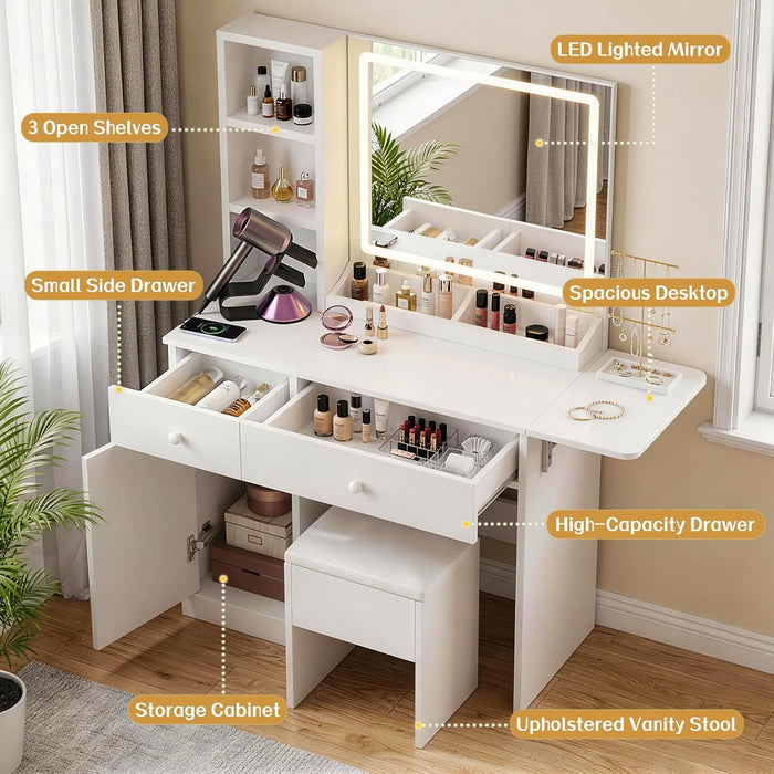 Vanity Desk With UltraBright LED Mirror Illumination