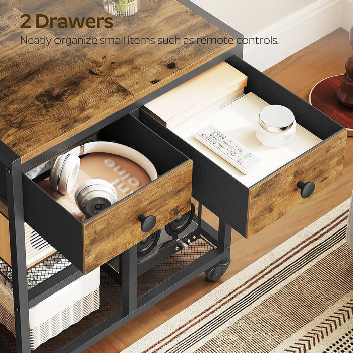 TV Stand with Mount, Corner TV Stand with Wheels, for Tvs up to 50 Inches, Rolling Entertainment Center, Small TV Stands, for Living Room, Meeting Room, Bedroom, Rustic Brown DS08BR