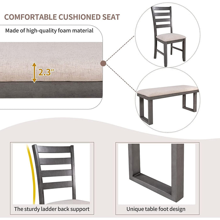 6-Piece Rustic Wood Dining Set