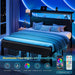 Queen Bed Frame, 2-Tier Storage Headboard, LED, Charging Station