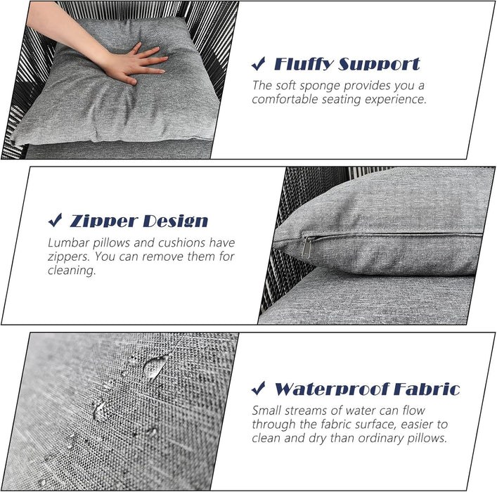 11 Pieces Patio Dining Set for 10 - All Weather Outdoor Dining Sets, All in One Outdoor Table and Chairs, Wicker Outdoor Patio Furniture Sets with Cushions and Pillows, Grey