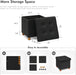 Storage Ottoman with Tray, Foot Stools and Ottomans with Legs, Storage Cube Seat Linen Black 15"