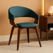 Lowell Mid Century Modern Bentwood Dining Chair in Light Turquoise Blue Linen Look Fabric, for the Dining Room